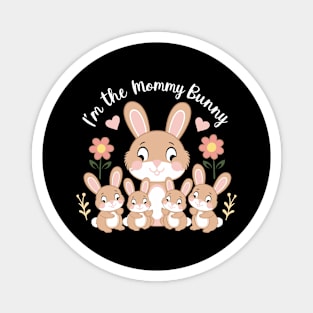 Adorable Mommy Bunny and Babies Springtime Love Design Magnet